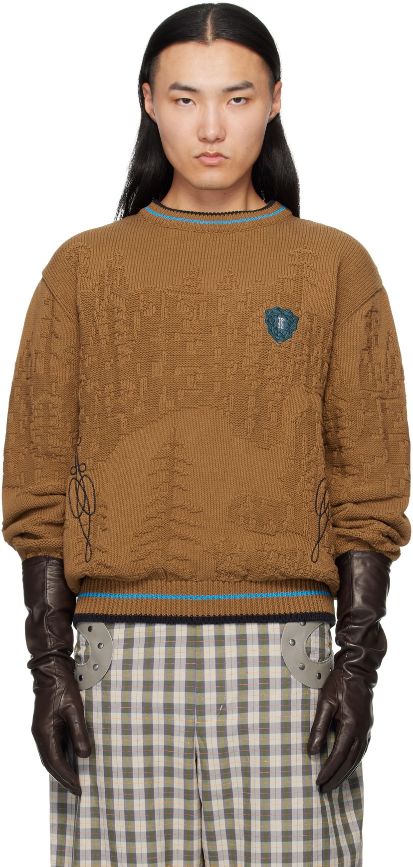 Sveter KIKO KOSTADINOV Fitz Textured Knit Crewneck Sweater Hnedá | KKAW25KN03-95