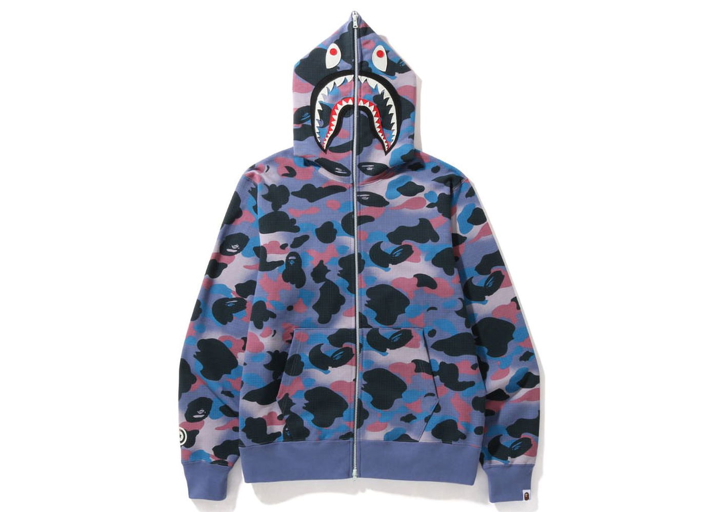 Mikina BAPE Grid Camo Shark Full Zip Hoodie Fialová | 1I80-115-005, 0