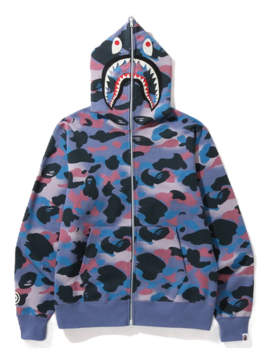 Mikina BAPE Grid Camo Shark Full Zip Hoodie Fialová | 1I80-115-005