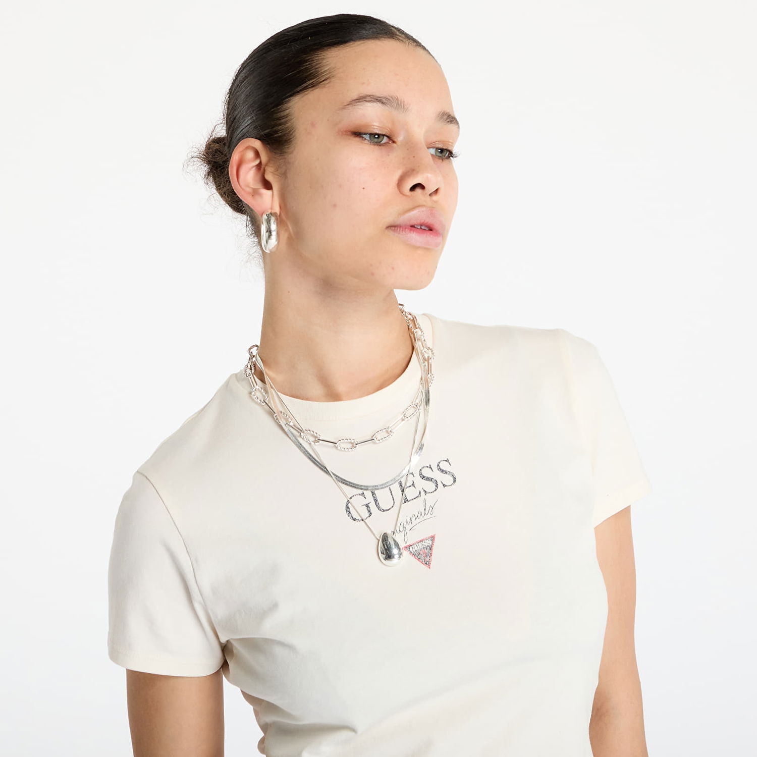 Crop Top GUESS T-shirt Originals Vintage Baker Baby Tee Béžová | W4BI05J1314-F0J1, 1