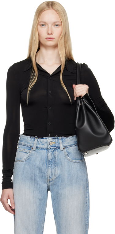 Košeľa Balenciaga Balenciaga Garde-Robe Stretch Long Sleeve Shirt Čierna | 814158 TQV46, 0
