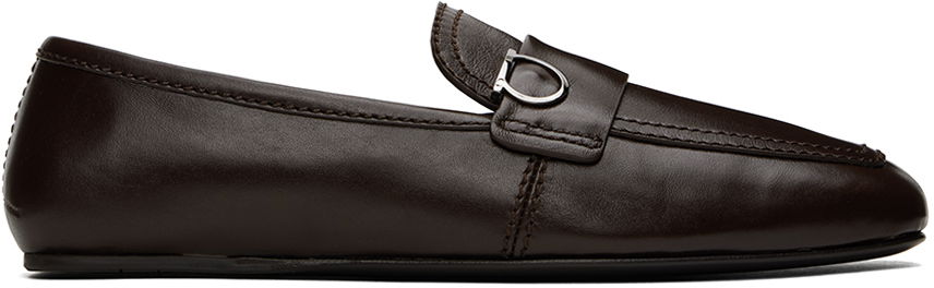 Tenisky a topánky FERRAGAMO Leather Loafers with Buckle Detail Hnedá | 772357, 0