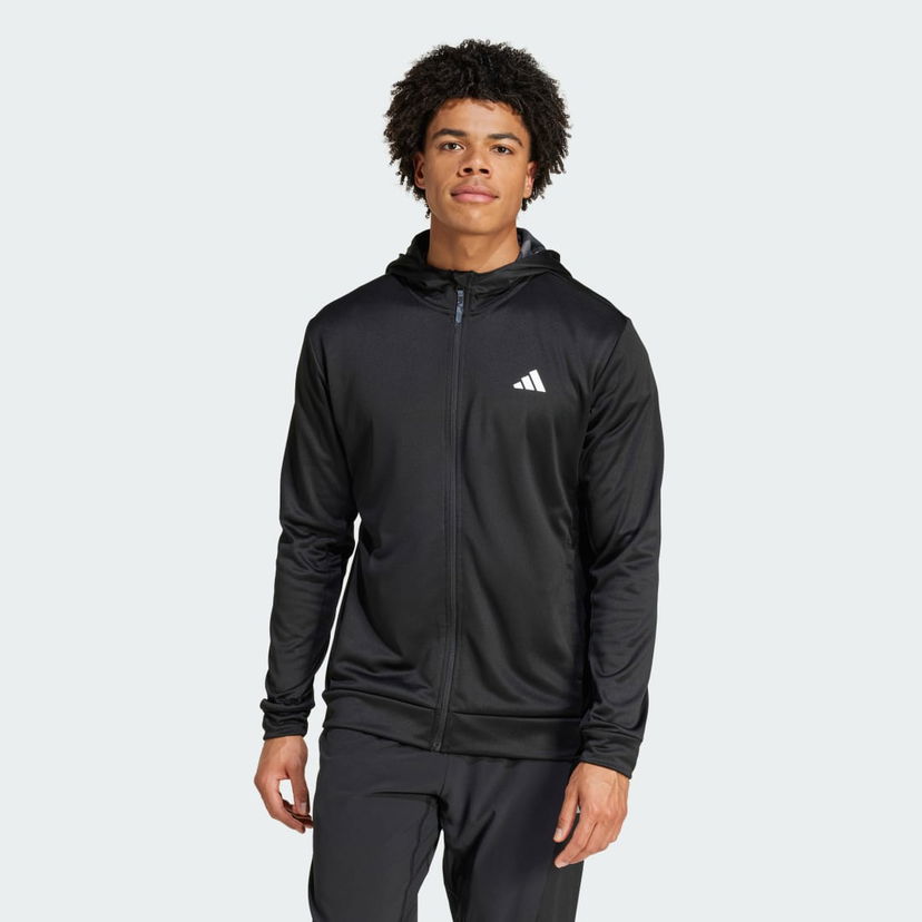 Mikina adidas Performance Train Essentials Camo Full-Zip Hoodie Čierna | IS6149