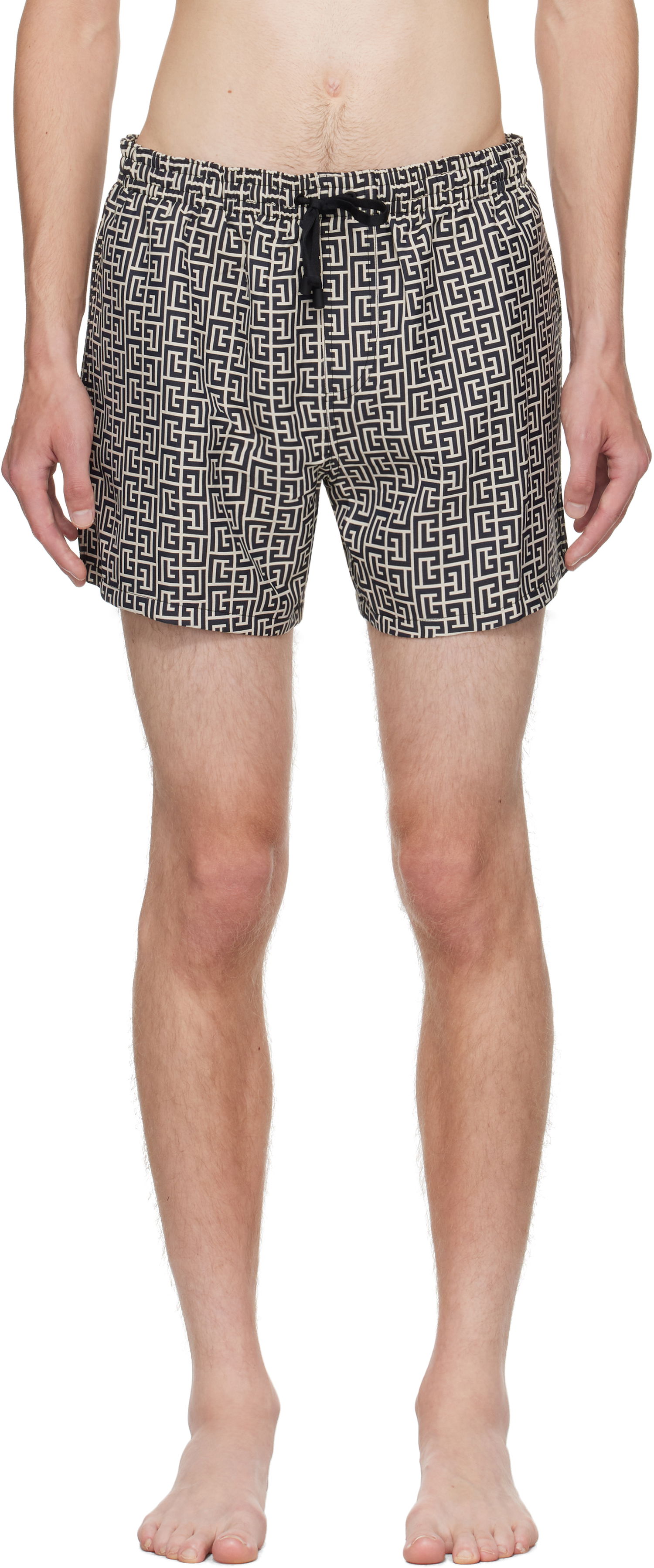 Plavky Balmain Balmain Monogram Swim Shorts Béžová | BWB671500, 0