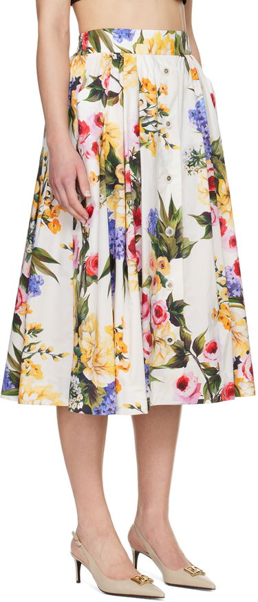 Sukňa Dolce & Gabbana Floral Print Midi Skirt Biela | F4CFET HS5Q1, 1