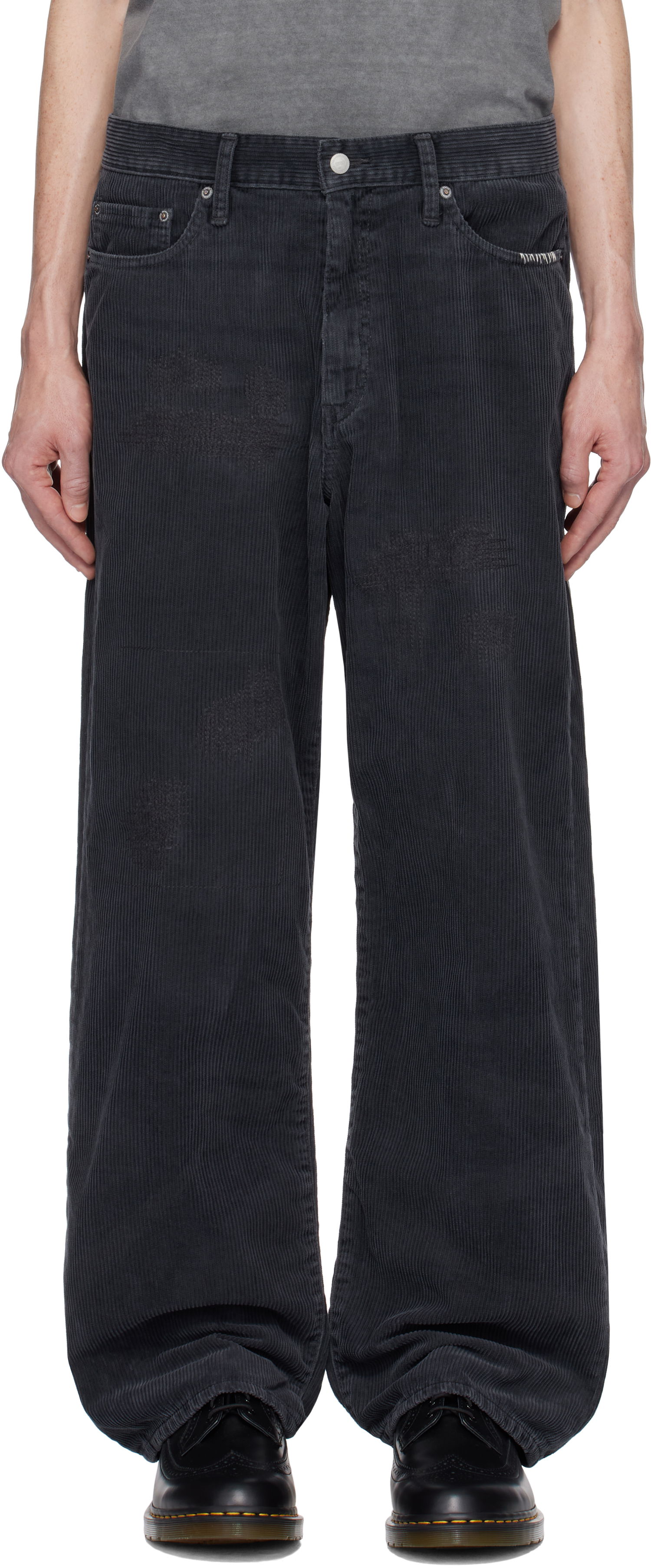Džínsy Neighborhood Savage Corduroy Wide Trousers Čierna | 242XBNH-PTM10, 0