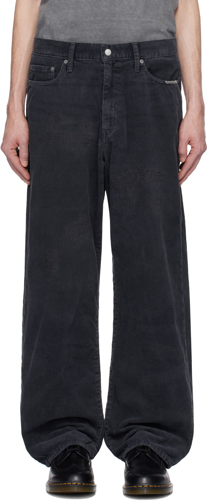 Džínsy Neighborhood Savage Corduroy Wide Trousers Čierna | 242XBNH-PTM10