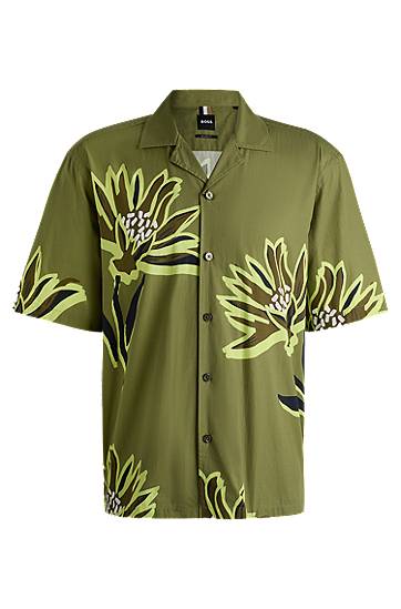 Košeľa BOSS Relaxed Fit Floral Print Cotton Shirt Zelené | 50540851, 0