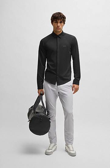 Košeľa BOSS Regular-Fit Knitted Cotton Piqué Shirt Čierna | 50540201, 1