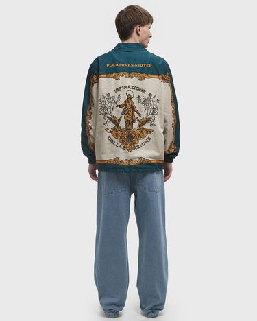 Vetrovka Pleasures Iuter Lorenzo Coach Jacket Tyrkysová | P24IU001-GREEN, 2