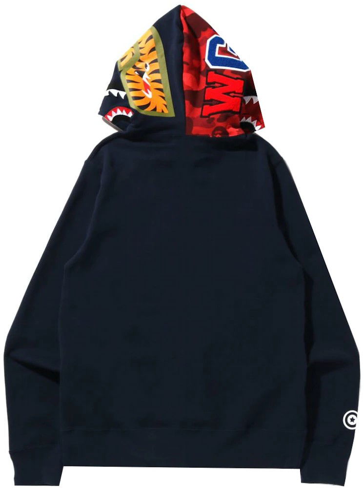 Bape Color Camo Shark Full Zip Hoodie Navy/Red