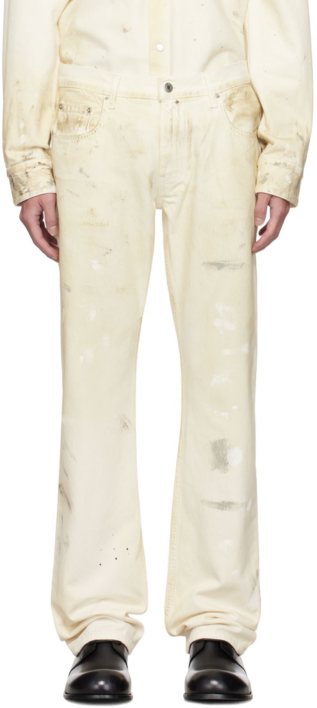 Džínsy Helmut Lang Helmut Lang Low-Rise Painted Jeans Béžová | O05DM201, 0