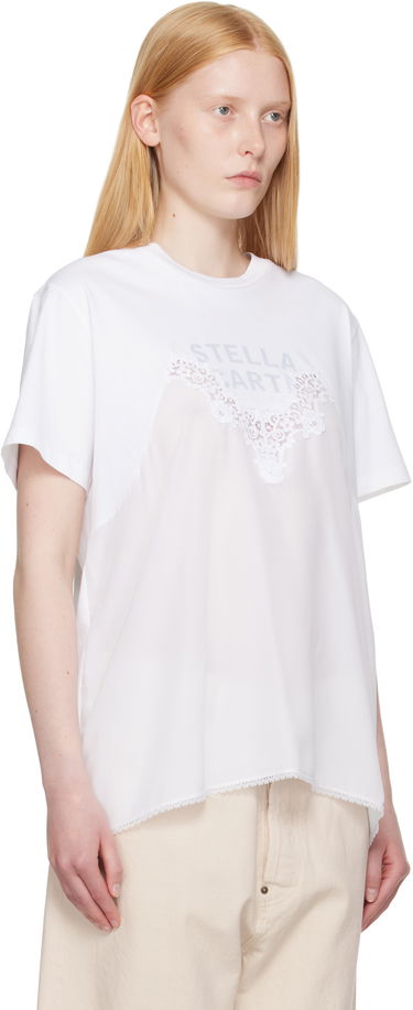 Tričko Stella McCartney Stella McCartney Lace Jersey T-Shirt Biela | 6J04073SPZ99, 1
