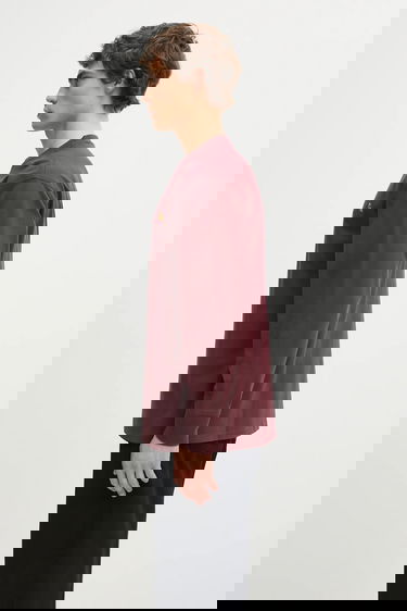 Tričko Carhartt WIP Cotton American Script Long-Sleeve T-Shirt with Embroidered Logo Vínová | I029955.33KXX, 1