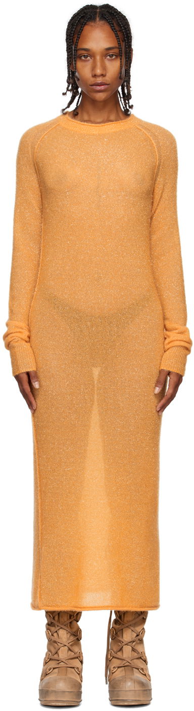 Šaty Acne Studios Metallic Thread Maxi Dress Oranžová | A20438-, 0