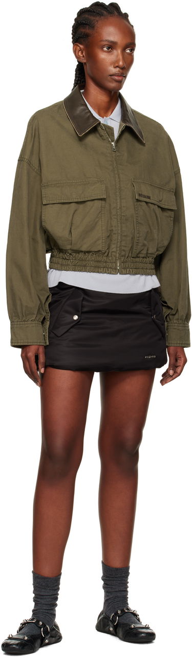 Bunda We11done We11done Leather Collar Cropped Jacket Zelené | WD-JP2-25-063-W-KK, 3