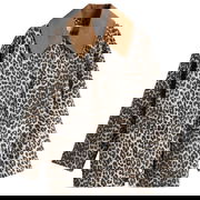 Ganni Leopard Print Canvas Midi Jacket