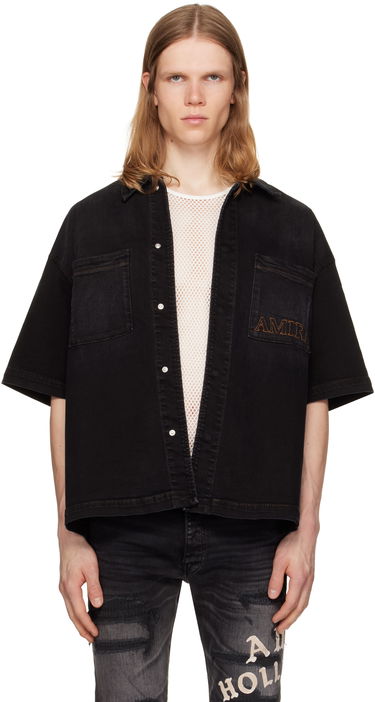 Košeľa AMIRI AMIRI 3D Short Sleeve Snap Denim Shirt Čierna | AMDNIR1041, 0