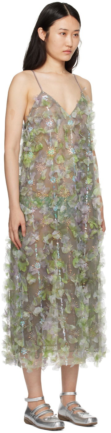 Šaty Anna Sui Anna Sui Floral Appliqué Midi Dress Zelené | 224G70, 1