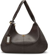 XXL Croc-Effect Hobo Shoulder Bag with Mirror Tag