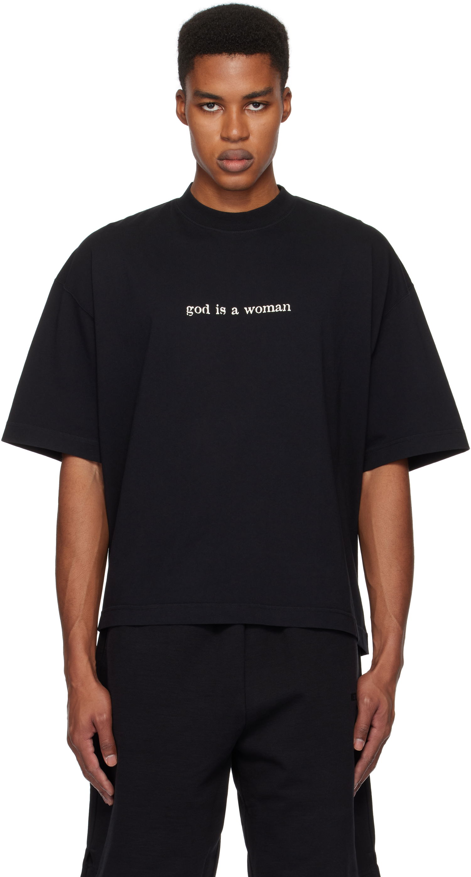 Tričko VETEMENTS 'God Is A Woman' Cropped Boxy T-Shirt Čierna | UA66TR725B, 0