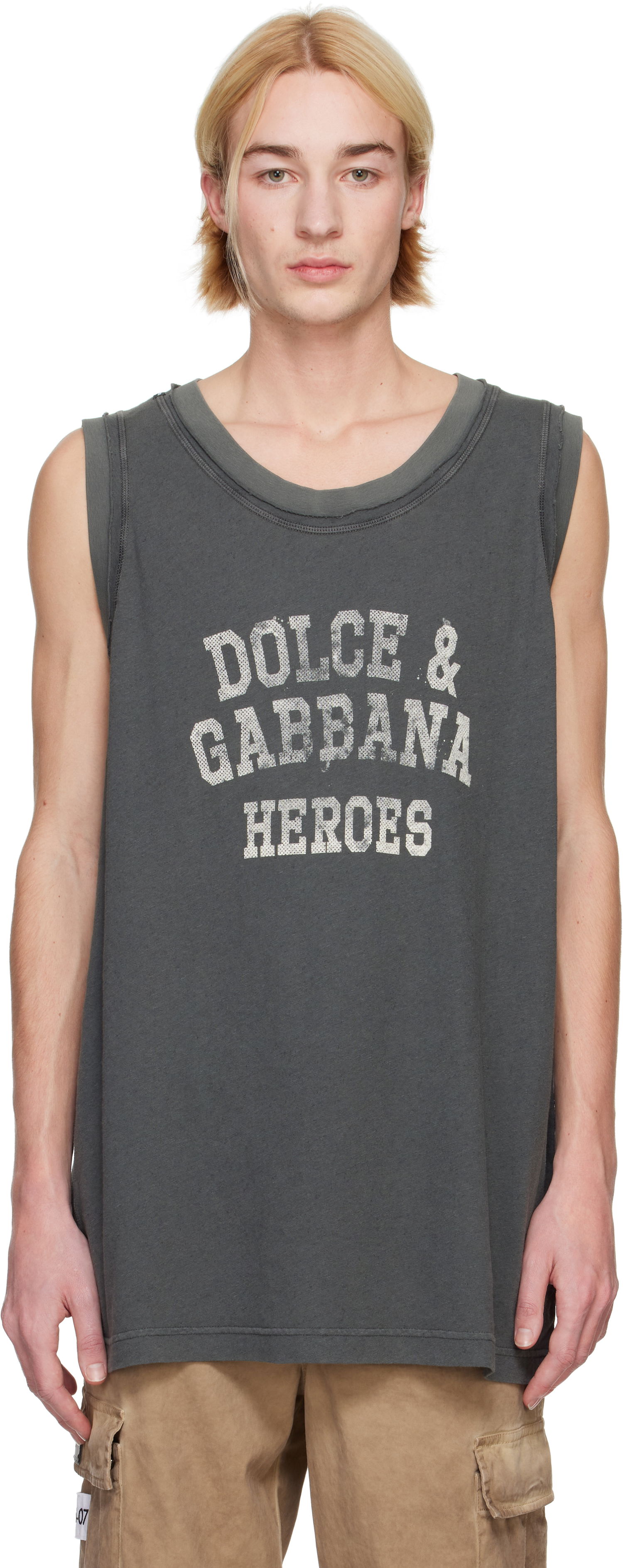 Tielko Dolce & Gabbana Dolce&Gabbana Oversize Singlet Tank Top Šedá | G8RY7TG7NTB, 0
