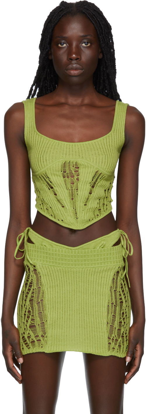 Súprava GUIZIO Guizio Knitted Tank Top and Mini Skirt Set Zelené | CLB 1, 0