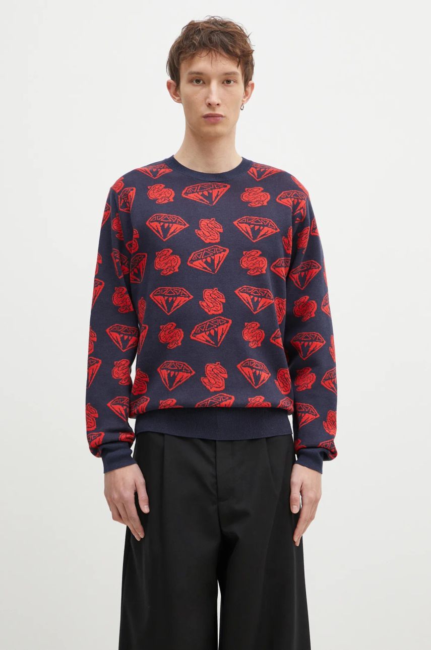 Sveter BILLIONAIRE BOYS CLUB Diamonds & Dollars Knitted Jumper Modrá | B24223, 0