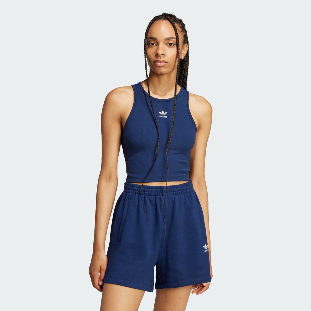 Šortky adidas Performance Ribbed Cropped Tank Top Modrá | JC9010, 0