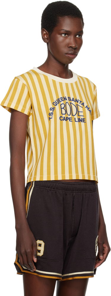 Crop Top Bode Bode Striped Cropped T-Shirt Žltá | WRS25CS023, 1