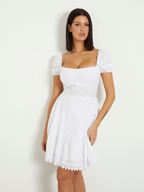 Šaty GUESS Eyelets Mini Dress Biela | W4GK50WG590, 0
