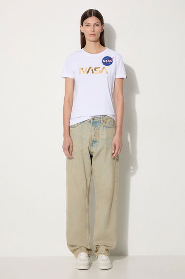 Tričko Alpha Industries NASA Pm T-Shirt Biela | 198053.438, 1