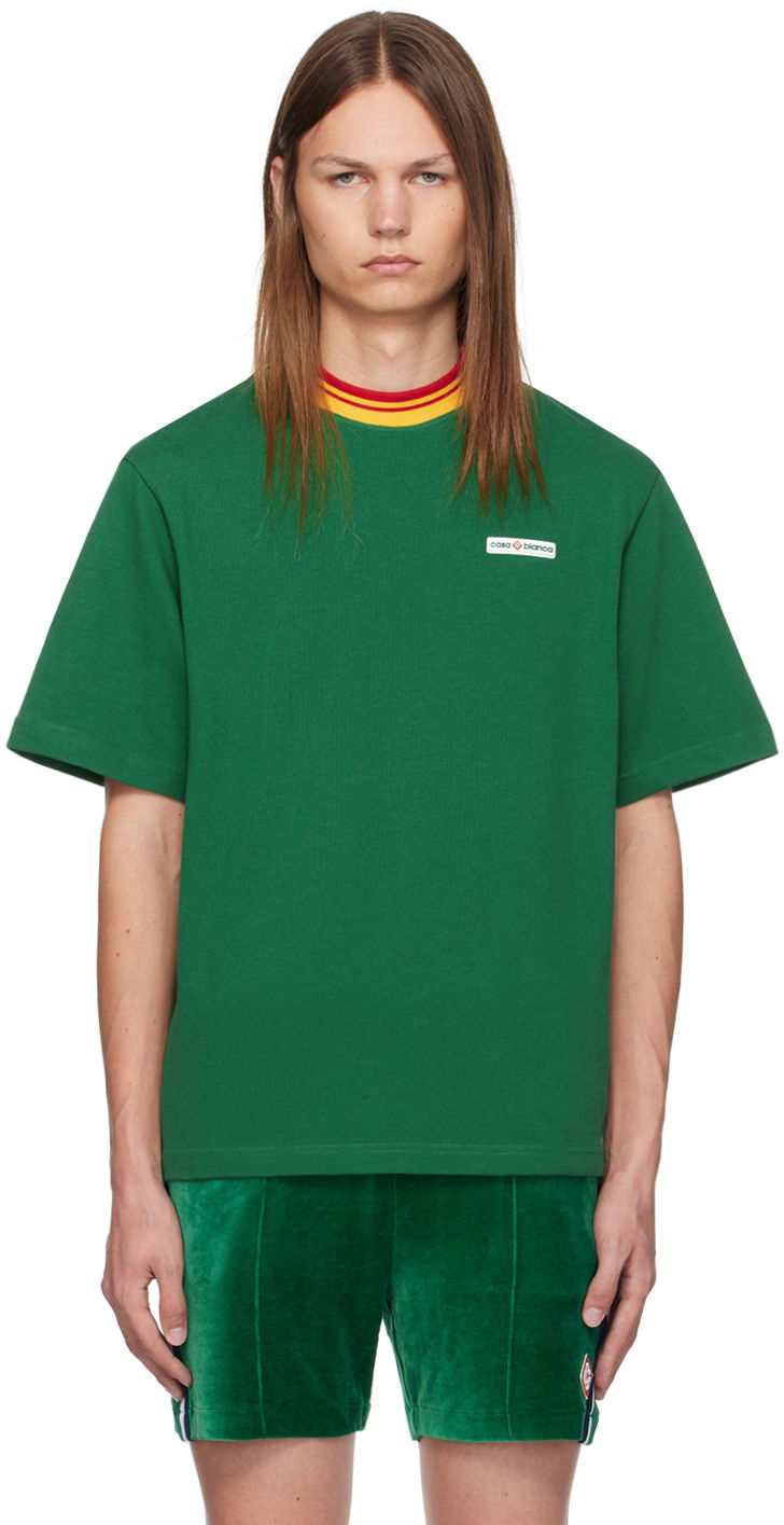 Tričko Casablanca Green Patch Logo T-Shirt Zelené | MF24-JTS-027-02