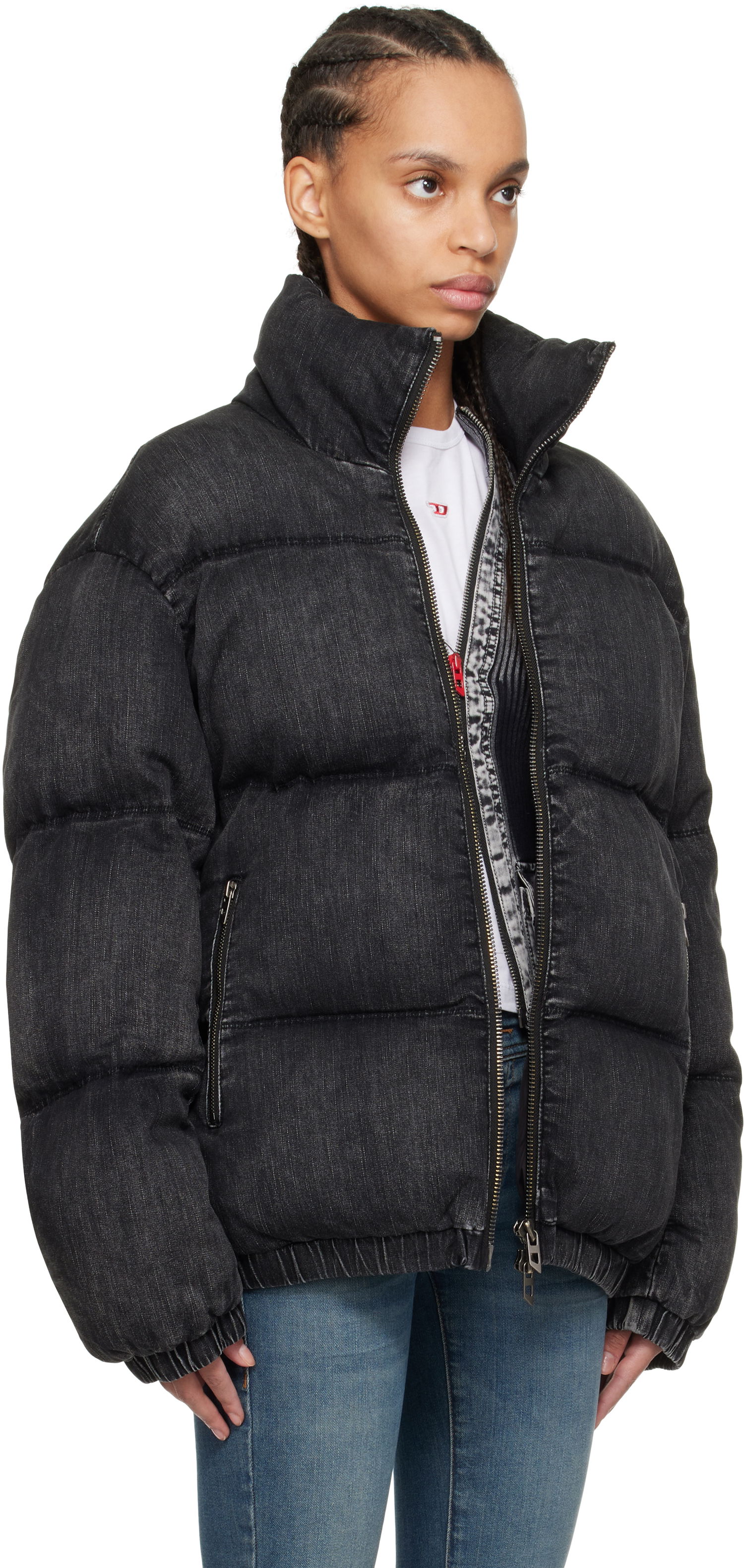 Prešívaná bunda Diesel Diesel W-Mons-A Denim Puffer Jacket Čierna | A16077 0ABCB, 1