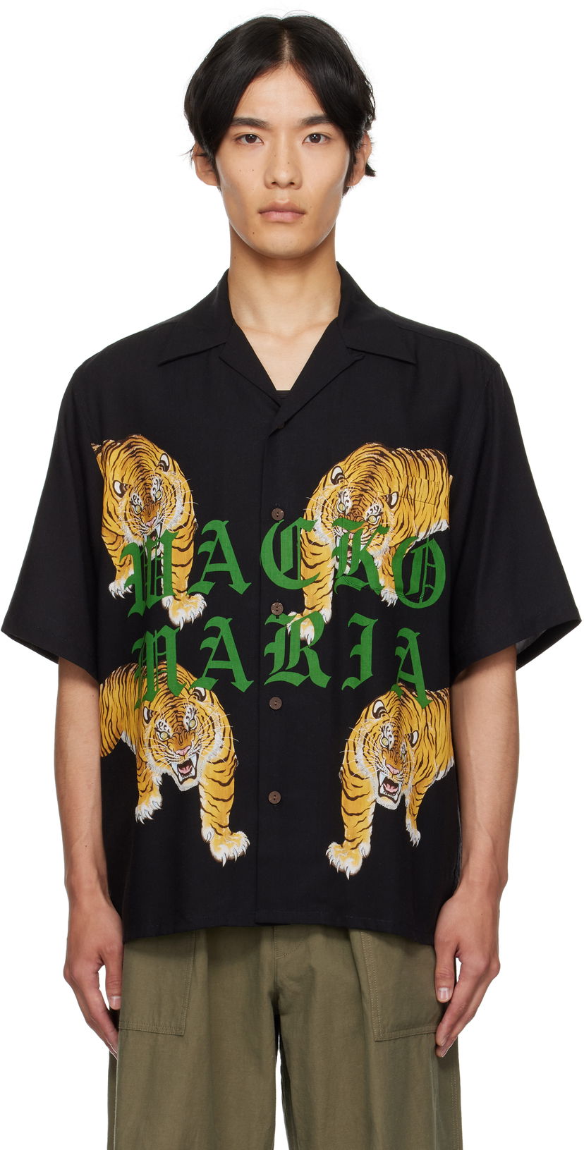 Košeľa WACKO MARIA WACKO MARIA Tim Lehi Tiger Print Shirt Čierna | 25SS-WMS-HI07