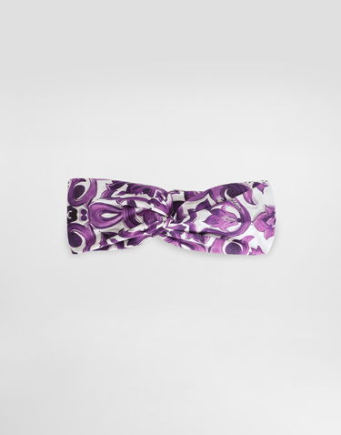 Doplnky Dolce & Gabbana Dolce & Gabbana Majolica Print Poplin Twist Headband Fialová | LB5H09G7EW9I23TN, 0