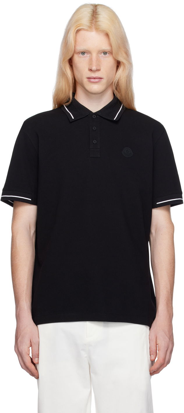 Polo tričko Moncler Patch Polo Čierna | J10918A0000189A16, 0