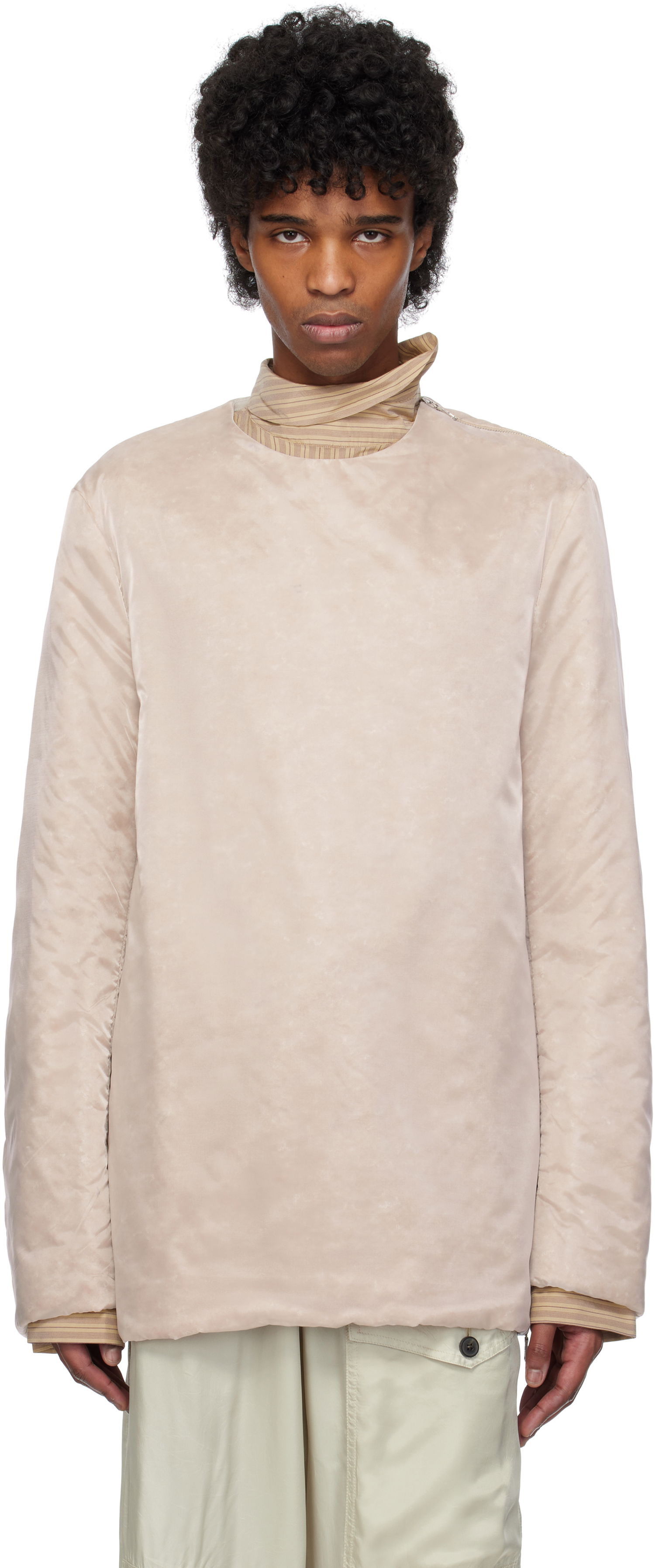 Sveter Dries Van Noten Dries Van Noten Organza Long Sleeve Top Béžová | 251-020746-1256, 0