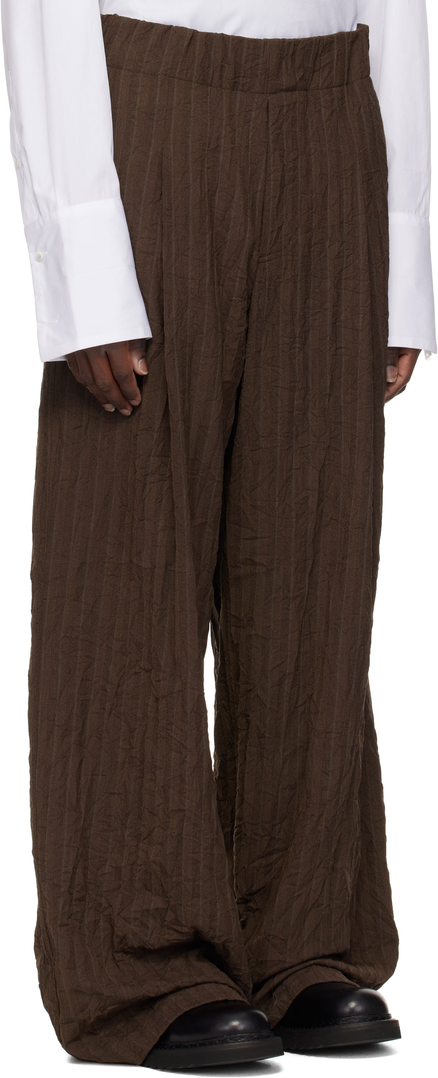 Nohavice Dries Van Noten Dries Van Noten Pleated Wide-Leg Trousers Hnedá | 251-020907-1504, 1