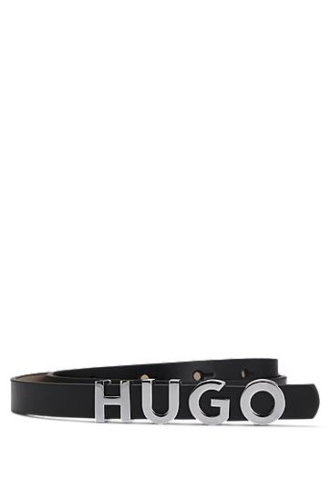 Opasok BOSS HUGO Leather Belt with Logo Buckle Čierna | 50536876