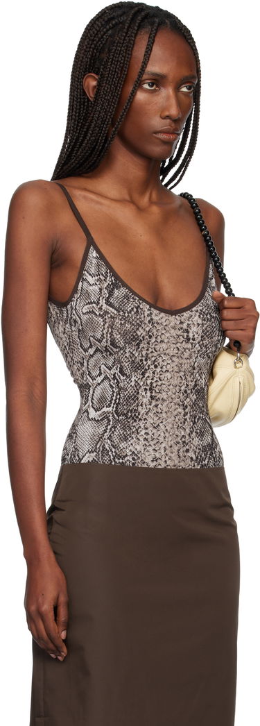 Body Baserange Snakeskin Print Spaghetti Strap Serra Bodysuit Hnedá | BSSE-CI-WI25, 1