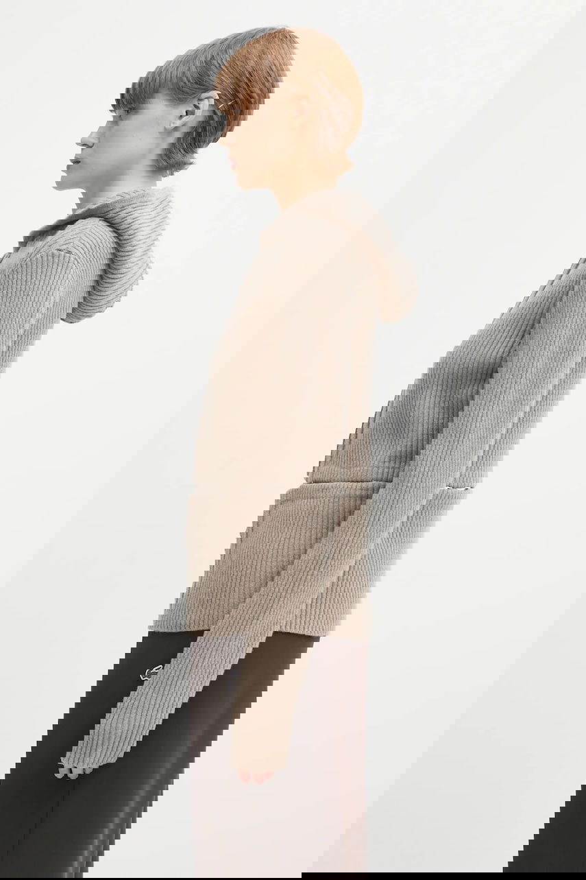 Sveter HELIOT EMIL Heliot Emil Ribbed Hooded Wool Zip Cardigan Béžová | AW25.W.07.084.DST19, 1