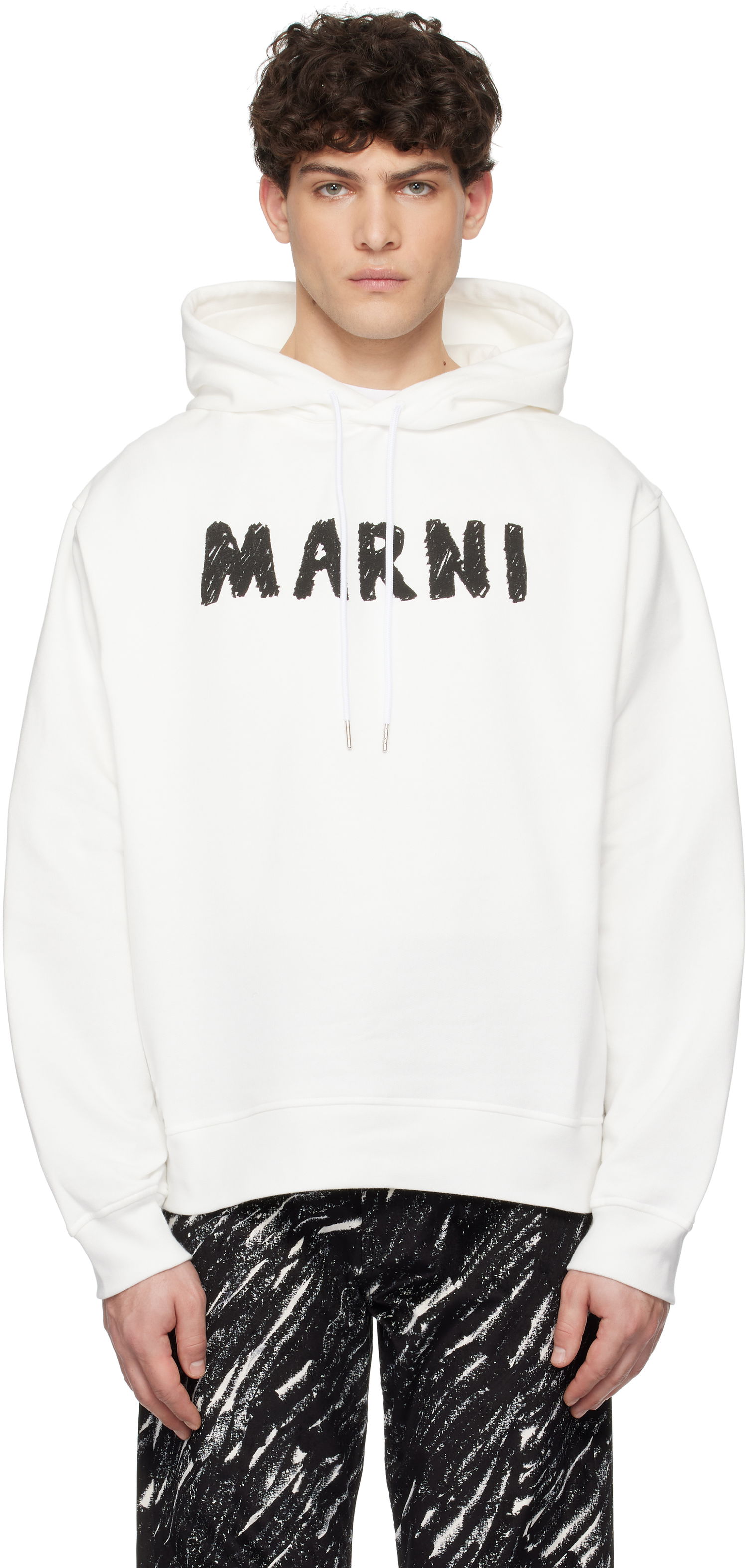 Mikina Marni Marni Crayon Logo Print Organic Hoodie Biela | FUMU0137P2 USCX25, 0