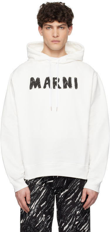 Mikina Marni Marni Crayon Logo Print Organic Hoodie Biela | FUMU0137P2 USCX25, 0