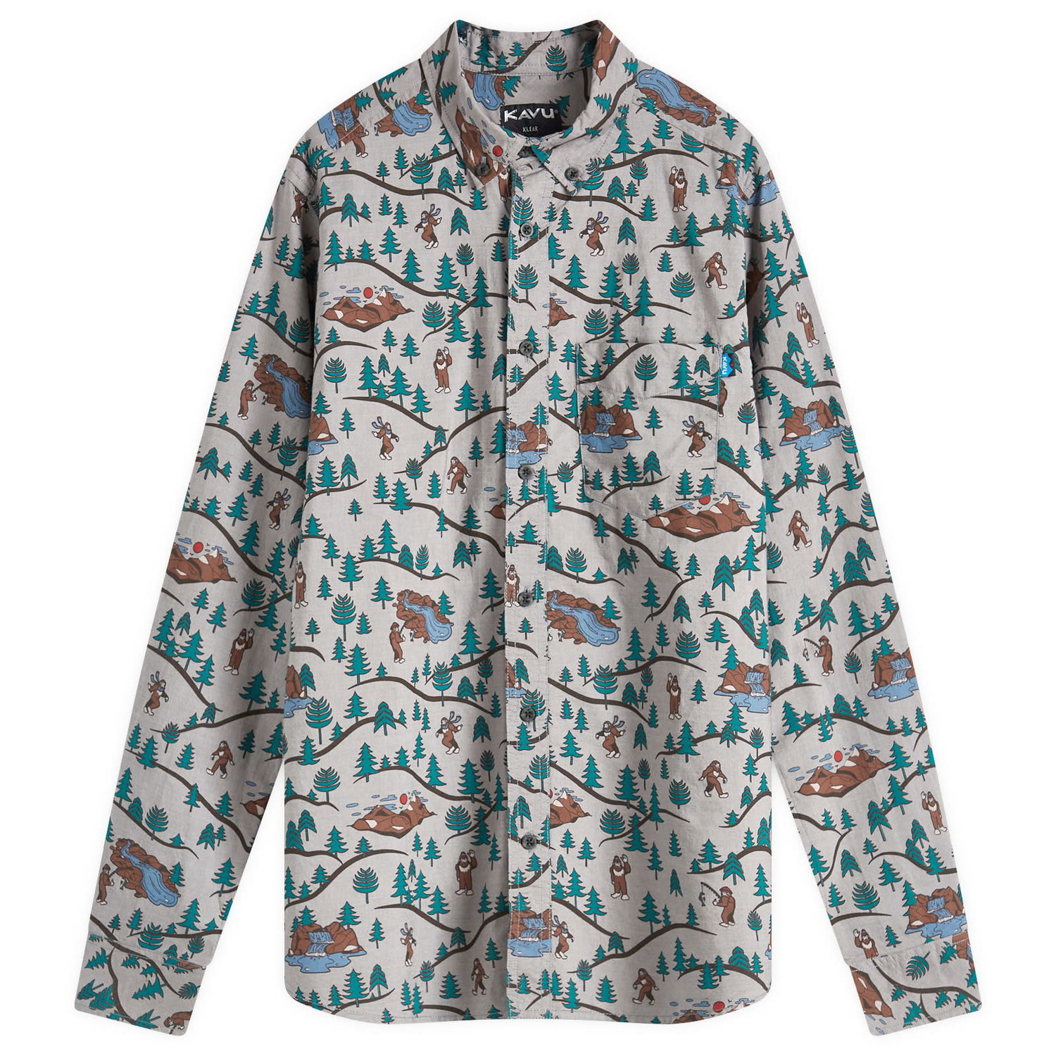 Košeľa KAVU Linden Button Down Shirt Sasquatch Trails Large Šedá | 5109-2474, 0