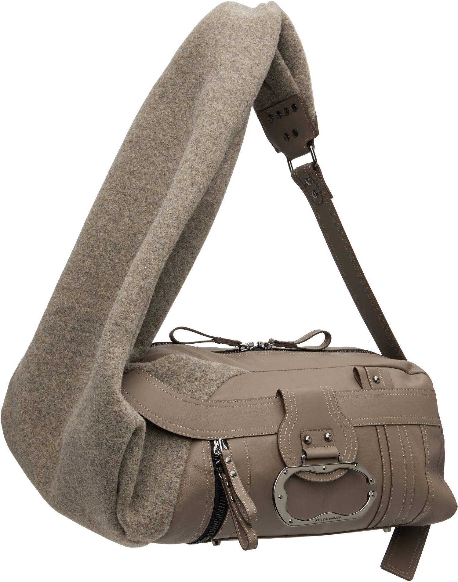 Taška cez rameno Ottolinger Ottolinger Wool Leather Bag Šedá | 126-901526-01, 1