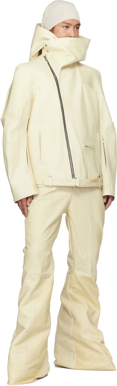 Bunda Rick Owens Rick Owens Hollywood Hooded Stooges Leather Jacket Biela | RR01E5704 LBH, 4