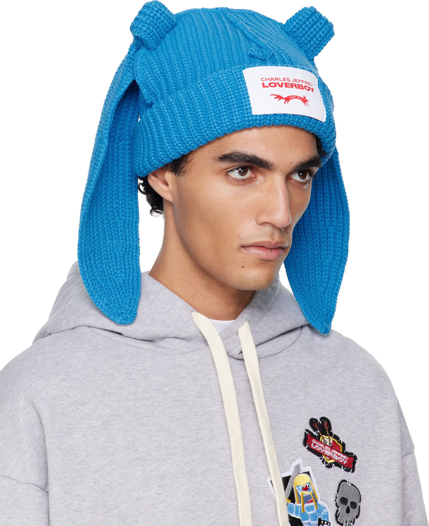 Kulicha Charles Jeffrey Loverboy Charles Jeffrey LOVERBOY Chunky Knit Rabbit Ear Beanie Modrá | 052130205, 1