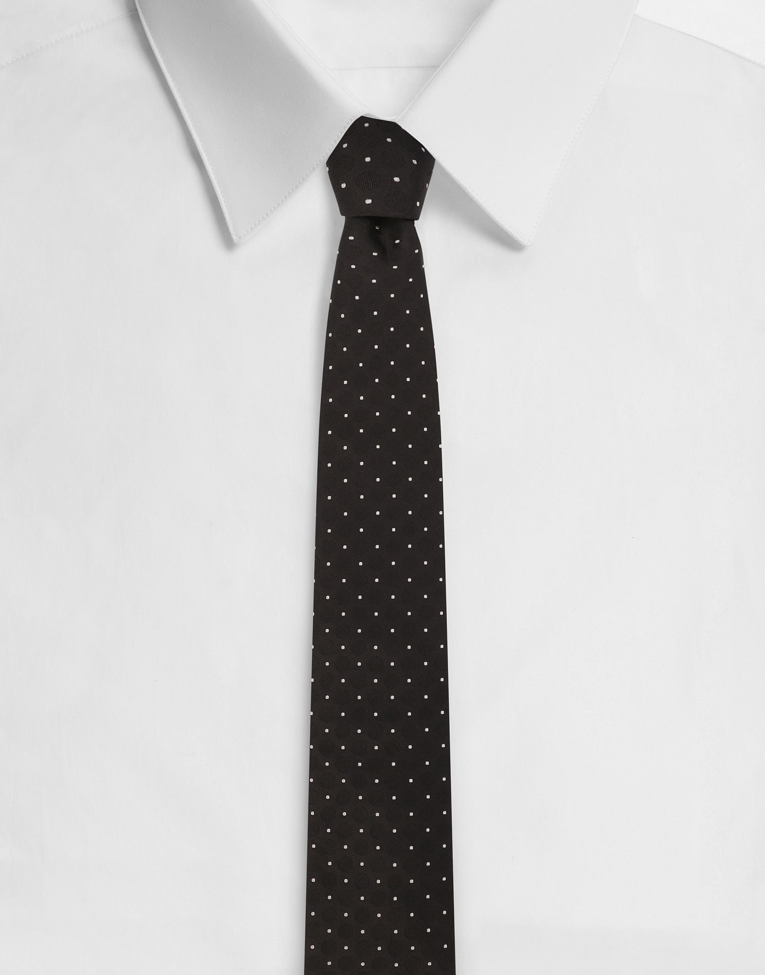 Doplnky Dolce & Gabbana Dolce & Gabbana Silk Jacquard Tie with Micro Polka-Dot Design Čierna | GT147EG0JRKN0004, 0