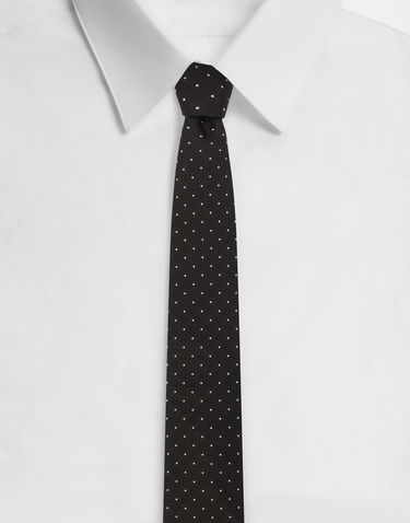 Doplnky Dolce & Gabbana Dolce & Gabbana Silk Jacquard Tie with Micro Polka-Dot Design Čierna | GT147EG0JRKN0004, 0